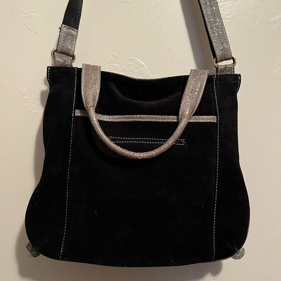 Sophia Visconti Purse Gray Suede And Patent Leather - Picture 4 of 15